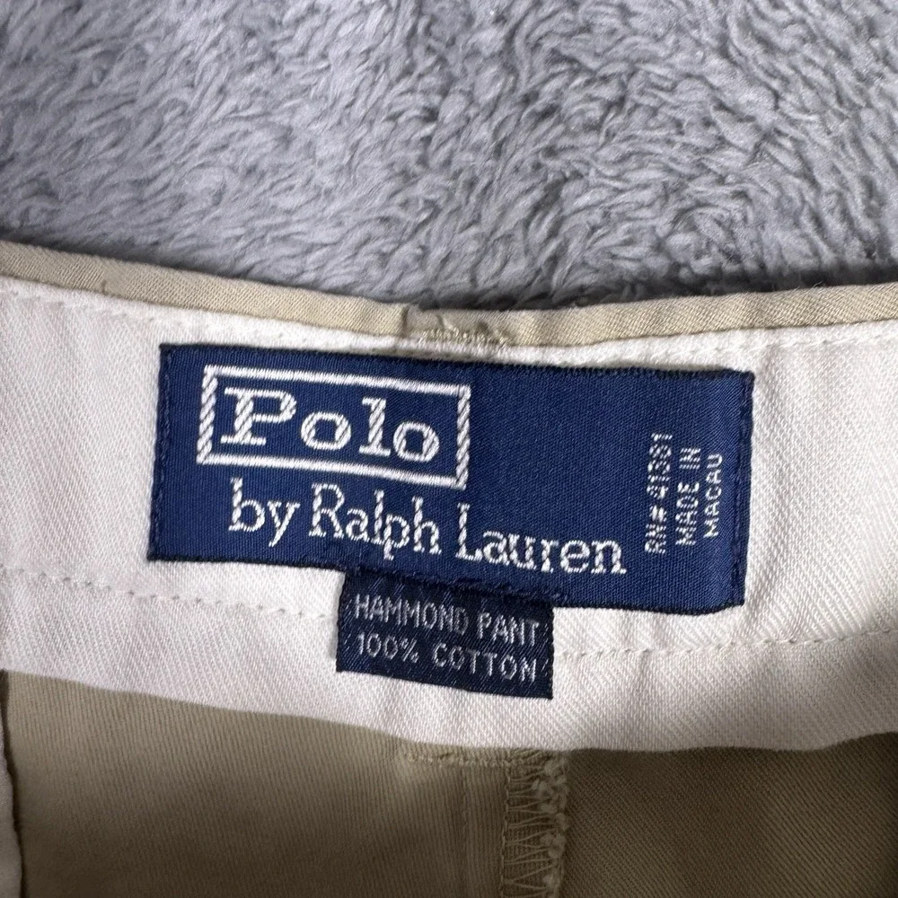 Vintage Polo Ralph Lauren Hammond Pant Mens 34x29 Trouser Pleated Cuffed Chino